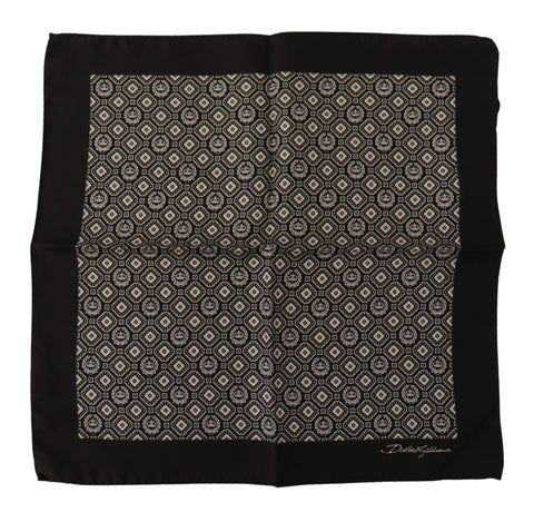 Black patterned Dolce & Gabbana logo square handkerchief scarf with a stylish design and soft fabric.