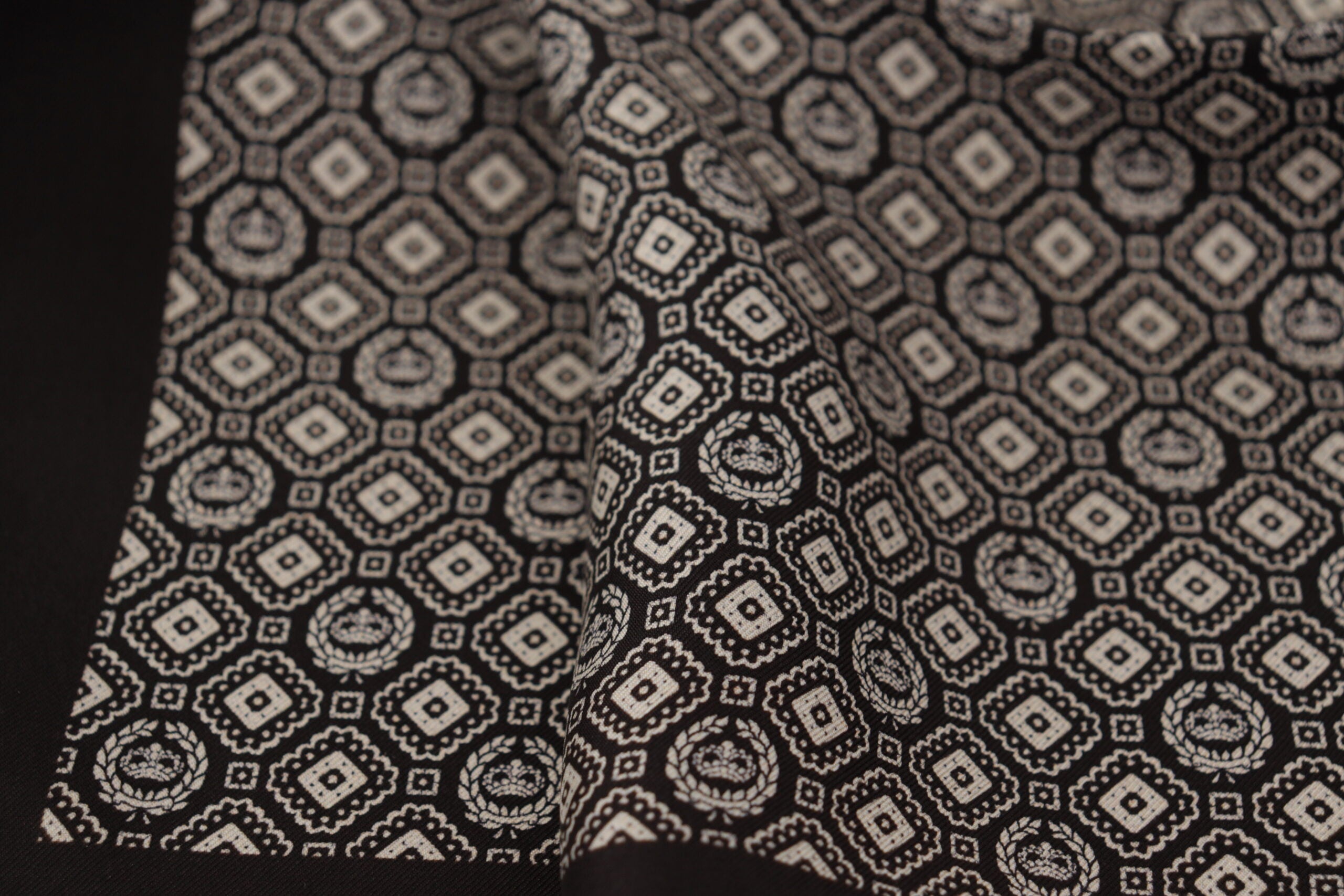 Black patterned Dolce & Gabbana DG logo square handkerchief scarf with stylish design and soft fabric.