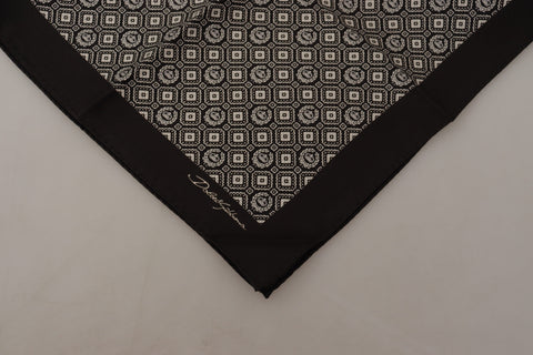 Black patterned Dolce & Gabbana logo square handkerchief scarf with stylish design and soft fabric.