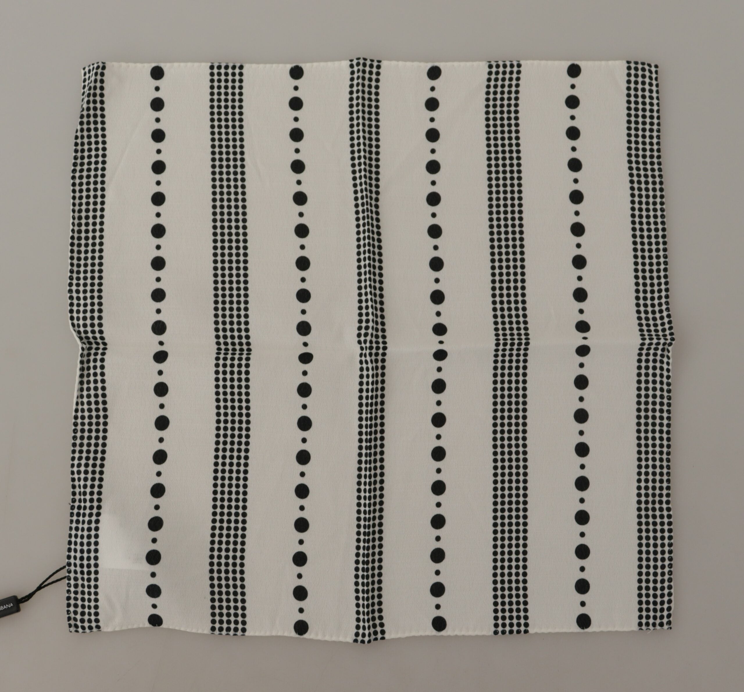 White dotted stripes viscose square handkerchief scarf by Dolce & Gabbana featuring a stylish pattern and soft fabric.