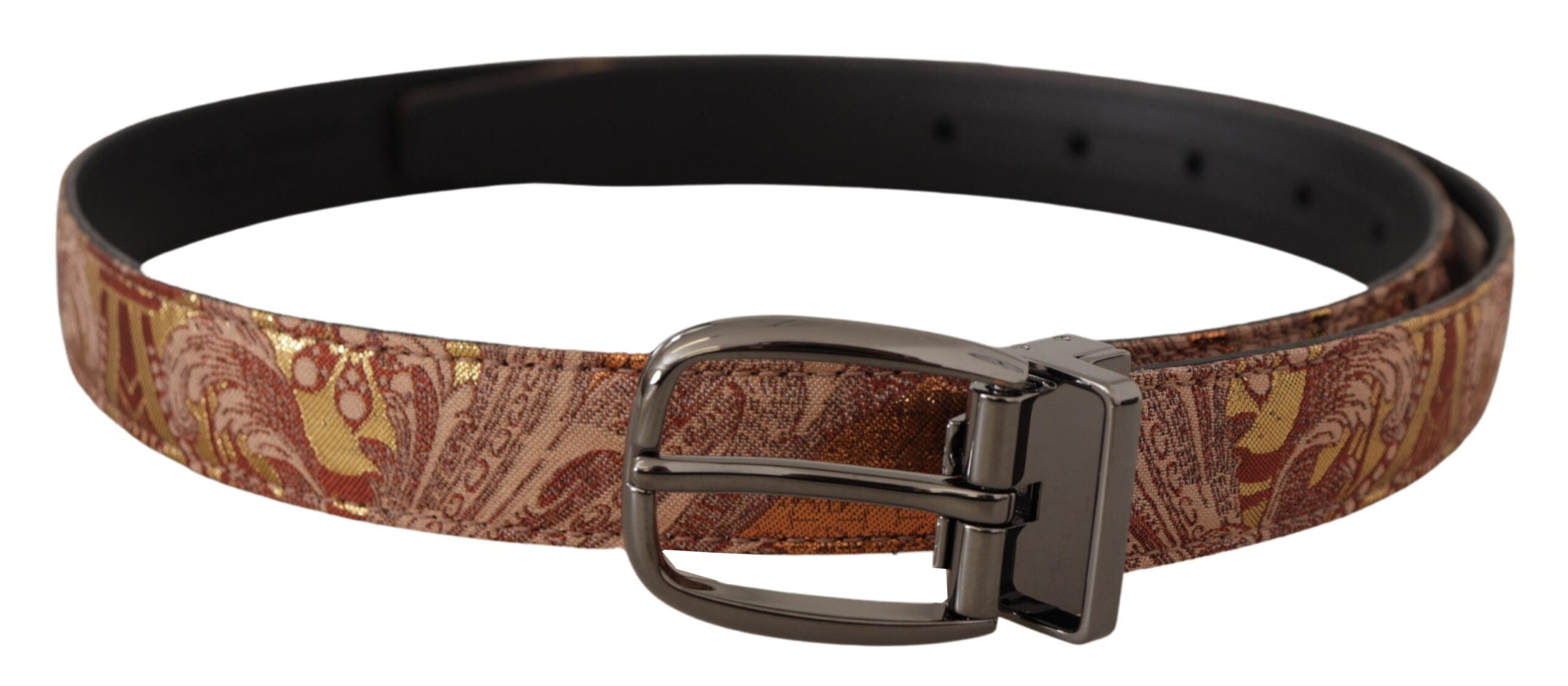 Multicolor embossed leather belt with black metal buckle by Dolce & Gabbana, featuring a textured design and stylish finish.
