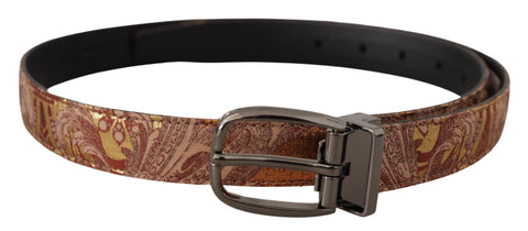 Multicolor embossed leather belt with black metal buckle by Dolce & Gabbana, featuring a textured design and stylish finish.
