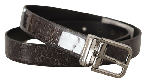 Black Goccia glitter patent leather belt with buckle from Dolce & Gabbana, featuring shiny finish and stylish design.