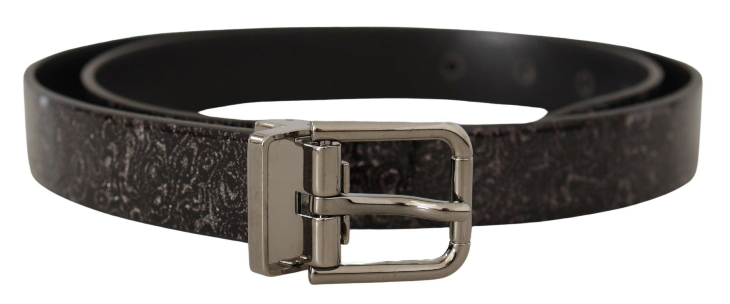 Black Goccia glitter patent leather belt with buckle from Dolce & Gabbana, featuring a shiny, textured design and sleek finish.