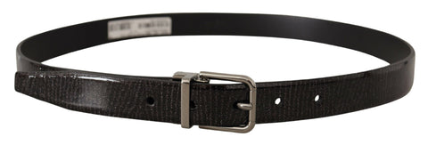 Black leather belt with a metallic buckle from Dolce & Gabbana featuring a sleek, polished finish and stylish design.