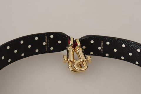 Red exotic leather shoulder strap with crystal embellishments for Dolce & Gabbana bags, featuring luxurious craftsmanship and vibrant detail.