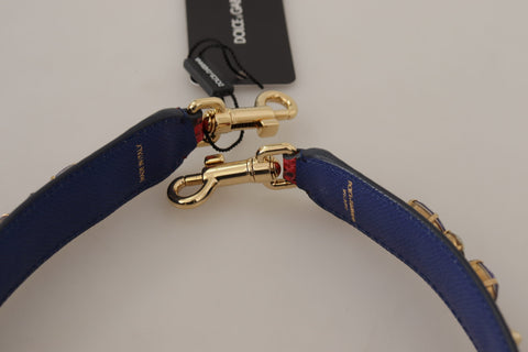 Red exotic leather shoulder strap with crystal embellishments for Dolce & Gabbana bags, featuring luxurious craftsmanship and detailed design.