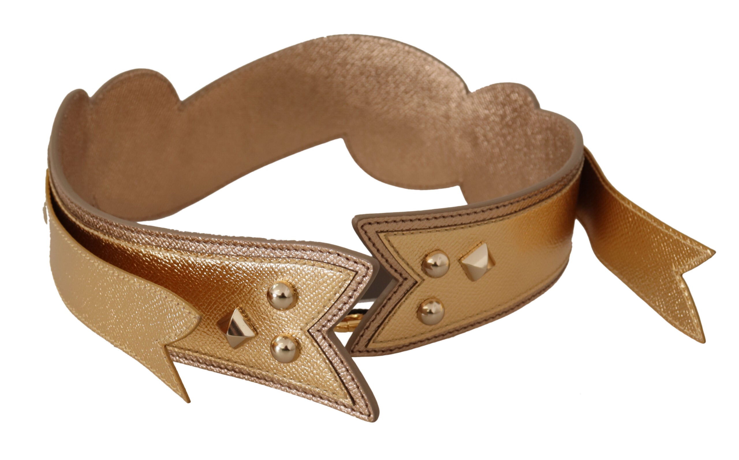 Gold leather LOVE patch bag shoulder strap by Dolce & Gabbana, featuring a stylish gold finish and branded leather detailing.