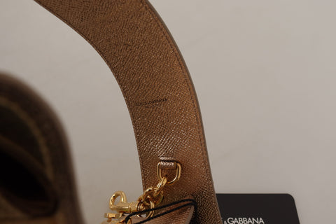 Gold leather LOVE patch bag shoulder strap by Dolce & Gabbana, featuring a stylish gold leather design and bold LOVE patch detail.