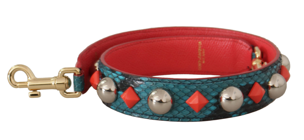 Green crystals leather shoulder strap for Dolce & Gabbana bags, featuring embellishments and adjustable design.