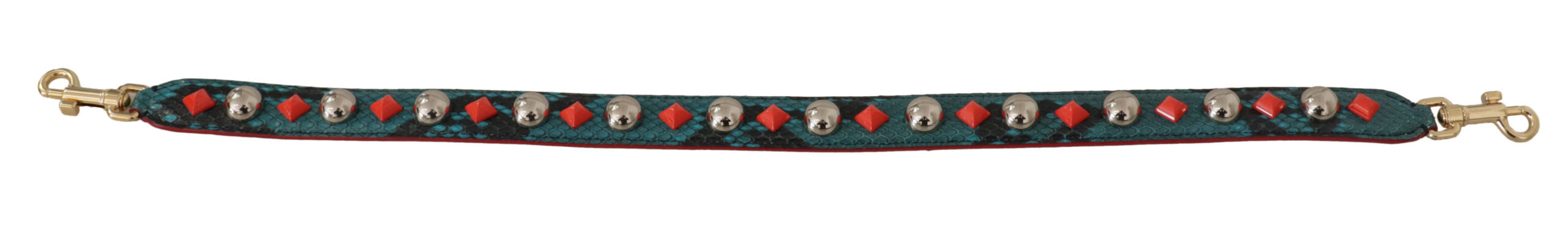 Green crystals leather shoulder strap for bags by Dolce & Gabbana, featuring sparkling crystal embellishments and durable leather material.