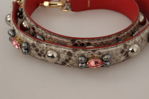 Beige exotic leather shoulder strap with studded accents by Dolce & Gabbana, designed for stylish bags and accessories.