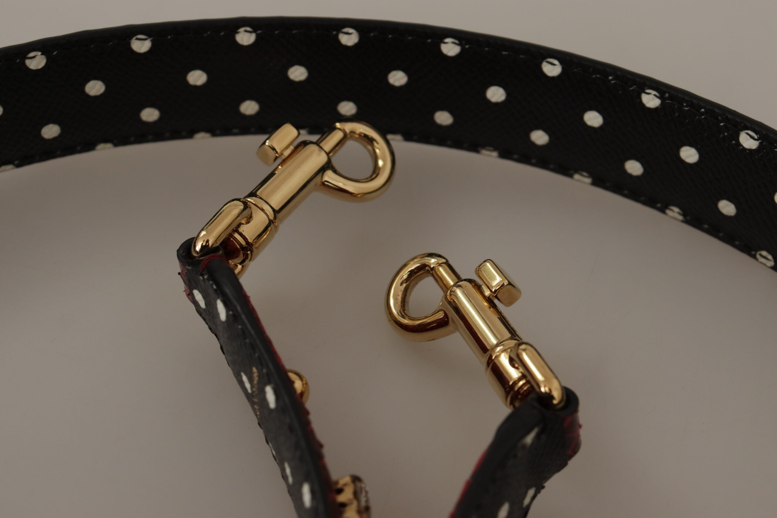 Red python leather Dolce & Gabbana reversible shoulder strap with crystal embellishments, durable and stylish for handbags.