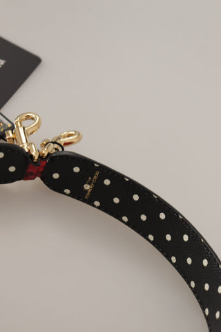 Red Python leather Dolce & Gabbana reversible shoulder strap with crystal embellishments, designed for stylish handbags.