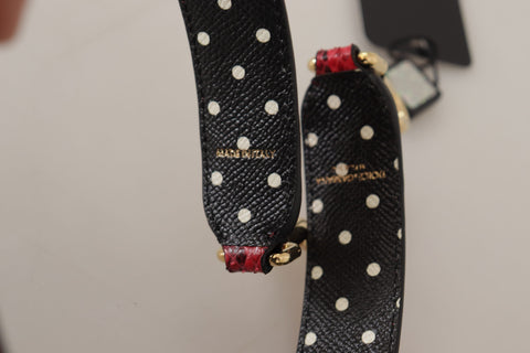 Red Python leather Dolce & Gabbana reversible shoulder strap with crystal embellishments and adjustable length.