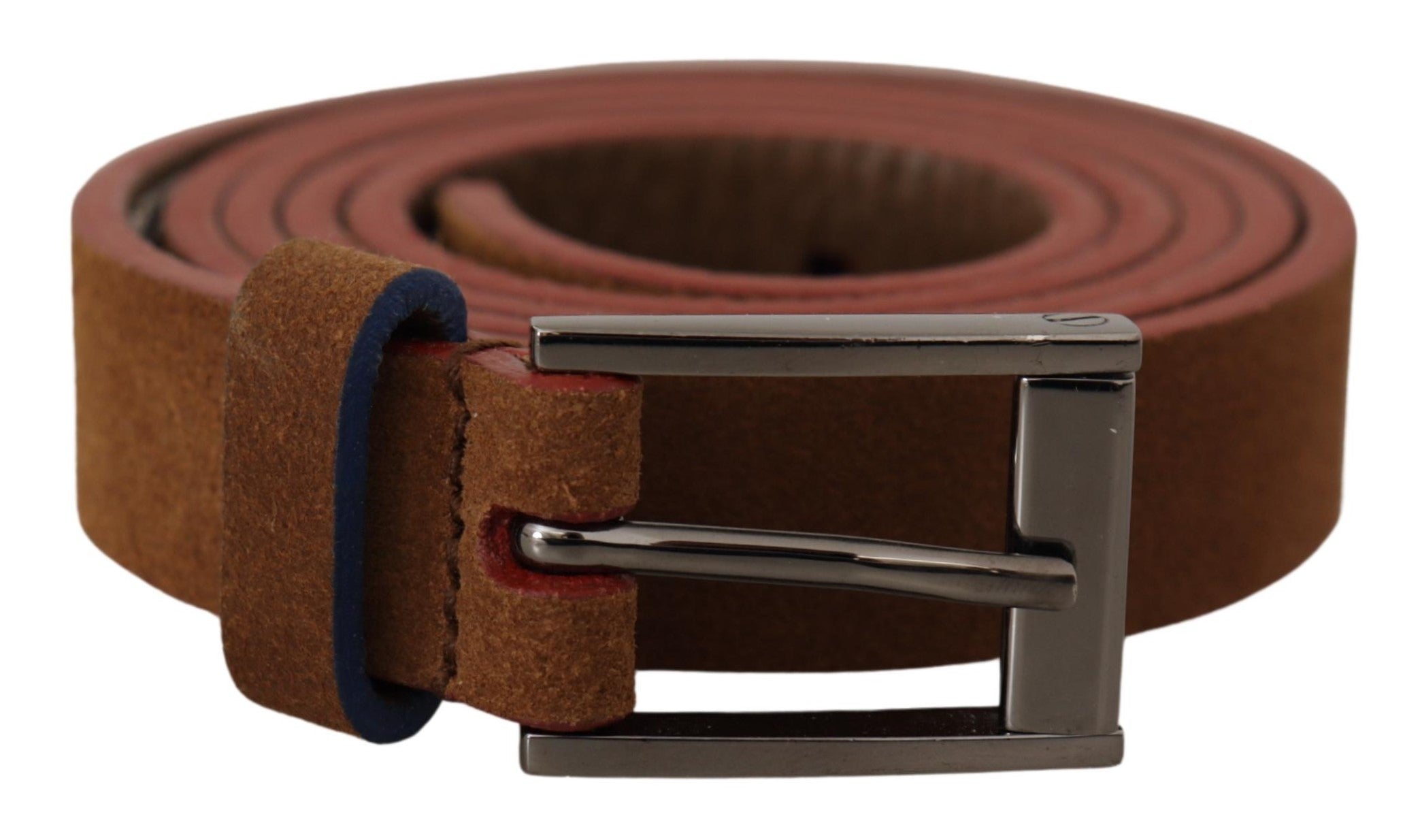 Brown metal waist belt with engraved logo buckle from Dolce & Gabbana, featuring a sleek, stylish design.