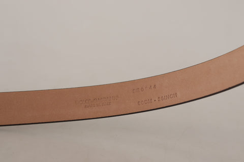 Black patent leather belt with metal logo buckle from Dolce & Gabbana, featuring a sleek design and shiny finish.