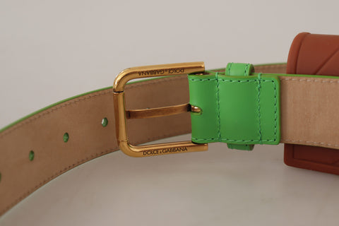 Green leather Devotion Heart micro bag with headphone and belt details, by Dolce & Gabbana.