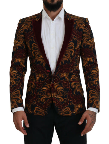 Multicolor floral single-breasted Martini blazer by Dolce & Gabbana with vibrant floral pattern and tailored fit.