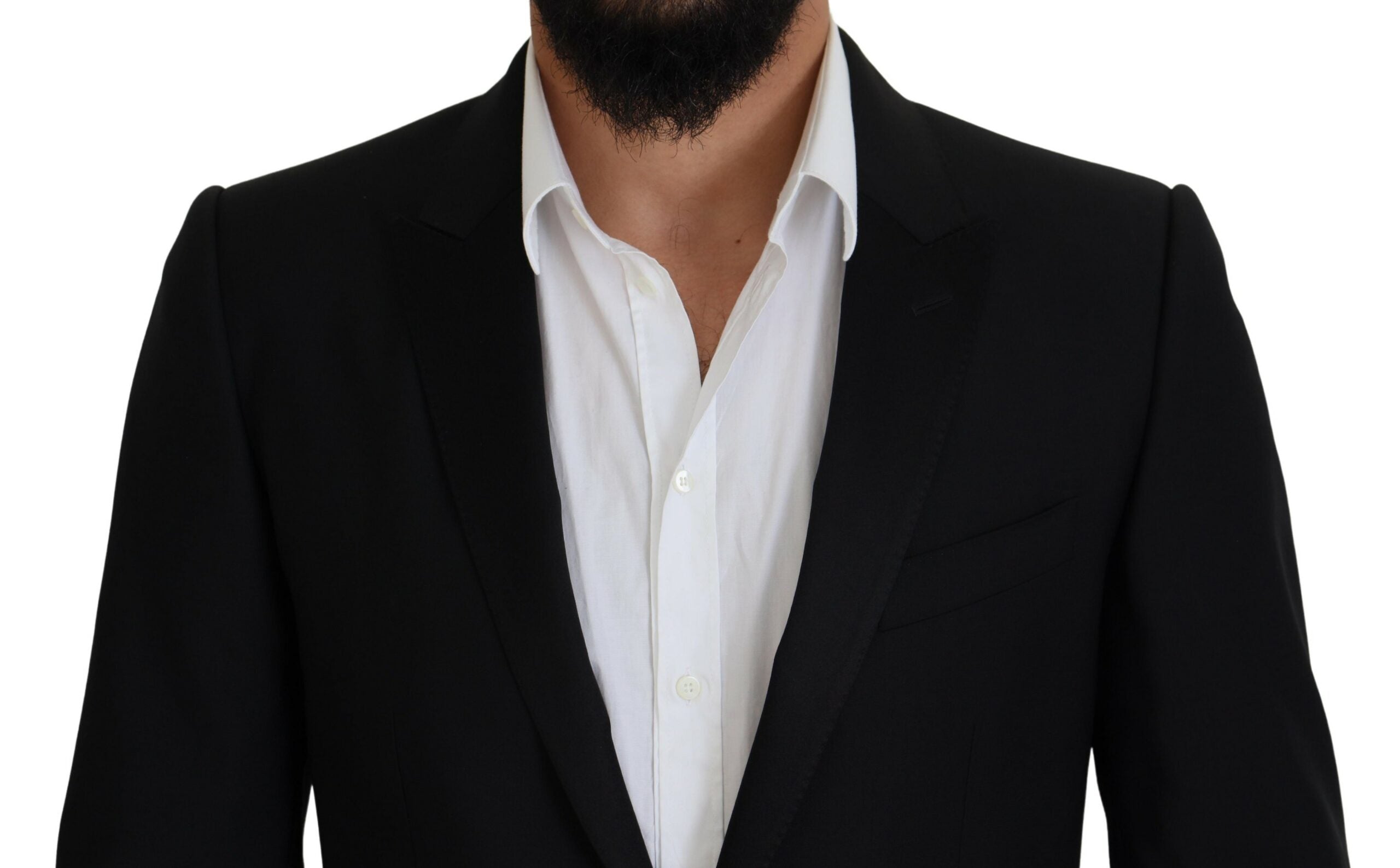 Black slim fit formal martini blazer by Dolce & Gabbana, tailored with a sleek design and classic lapel detail.