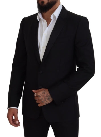 Black slim fit formal Martini blazer by Dolce & Gabbana, tailored fit with sleek lapels and modern style for sophisticated occasions.