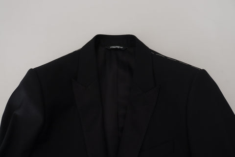 Black slim fit formal Martini blazer by Dolce & Gabbana, tailored fit with notch lapel and sleek design for elegant occasions.