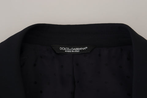 Dark blue wool Sicilia blazer by Dolce & Gabbana, tailored fit, featuring notch lapels and button closure, formal men's jacket.