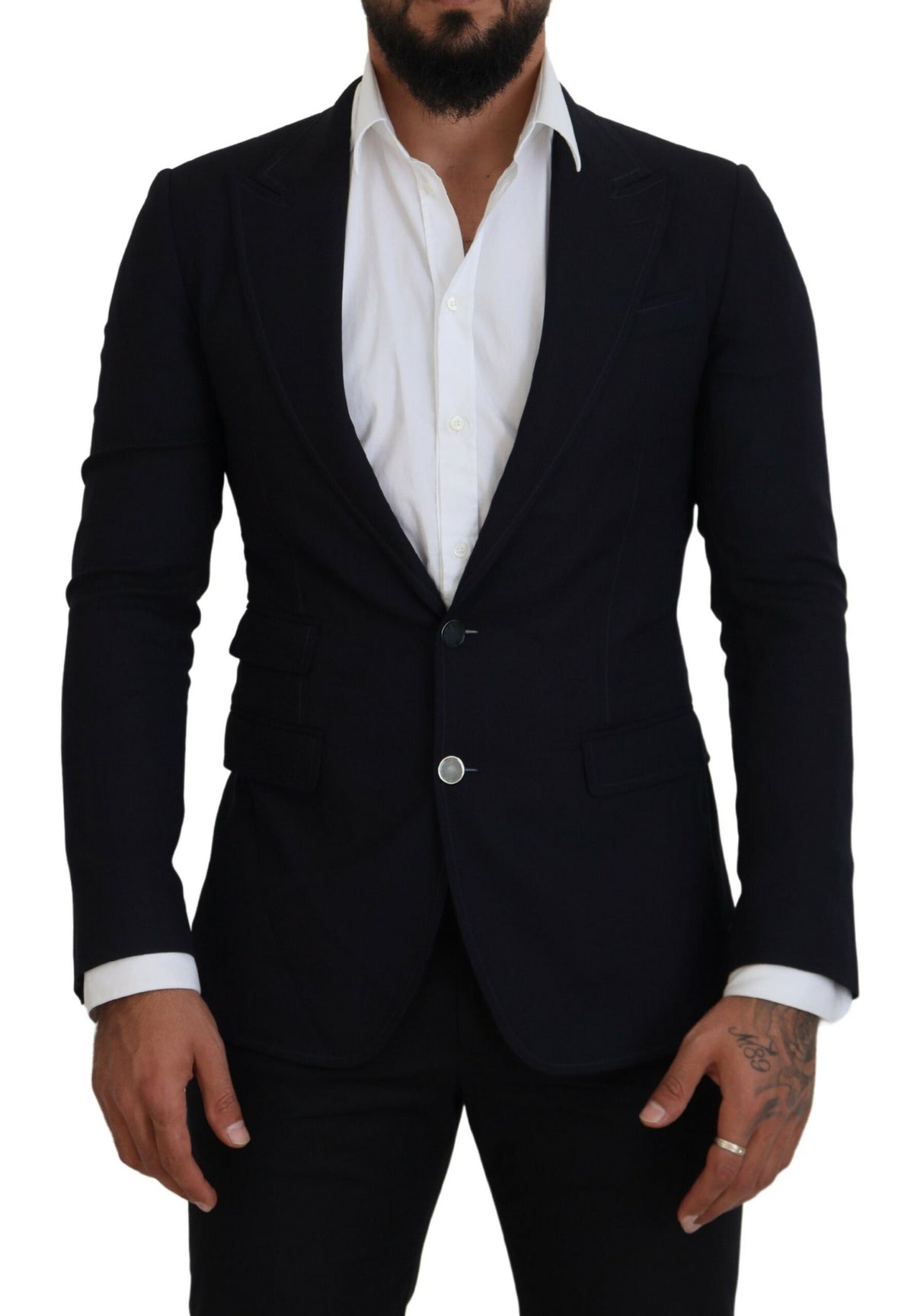 Blue Wool Formal Taormina Blazer by Dolce & Gabbana, tailored fit with classic lapel and sleek design, styled for elegant occasions.