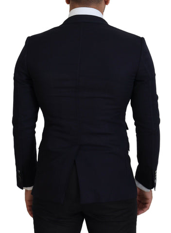 Blue wool formal Taormina blazer by Dolce & Gabbana, shown with tailored fit and classic lapel design.