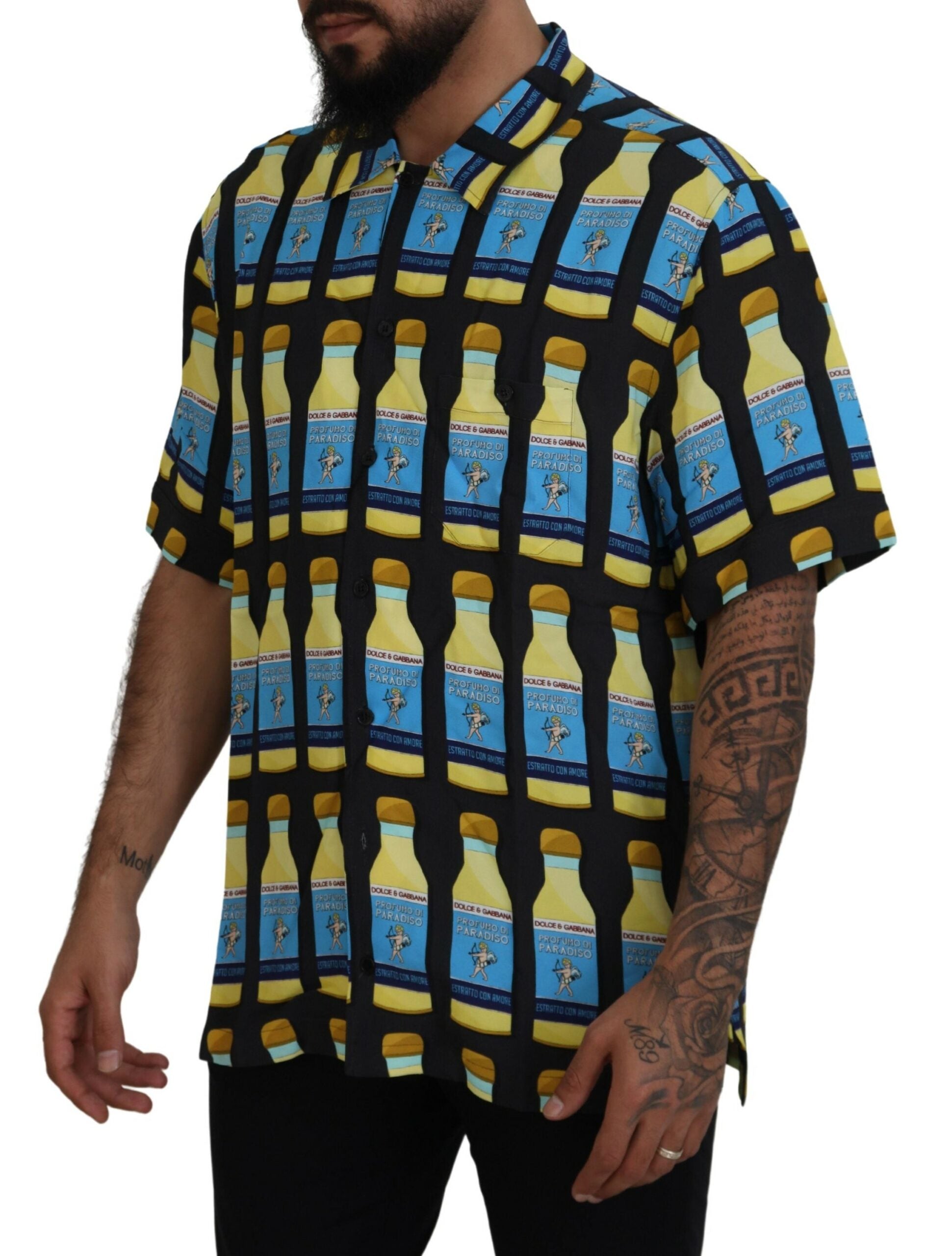 Multicolor printed viscose casual shirt by Dolce & Gabbana, featuring a vibrant pattern and relaxed fit.