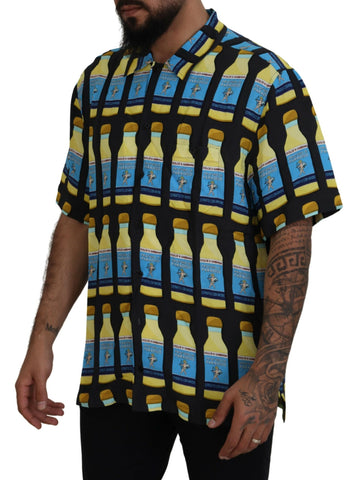 Multicolor printed viscose casual shirt by Dolce & Gabbana, featuring a vibrant pattern and relaxed fit.