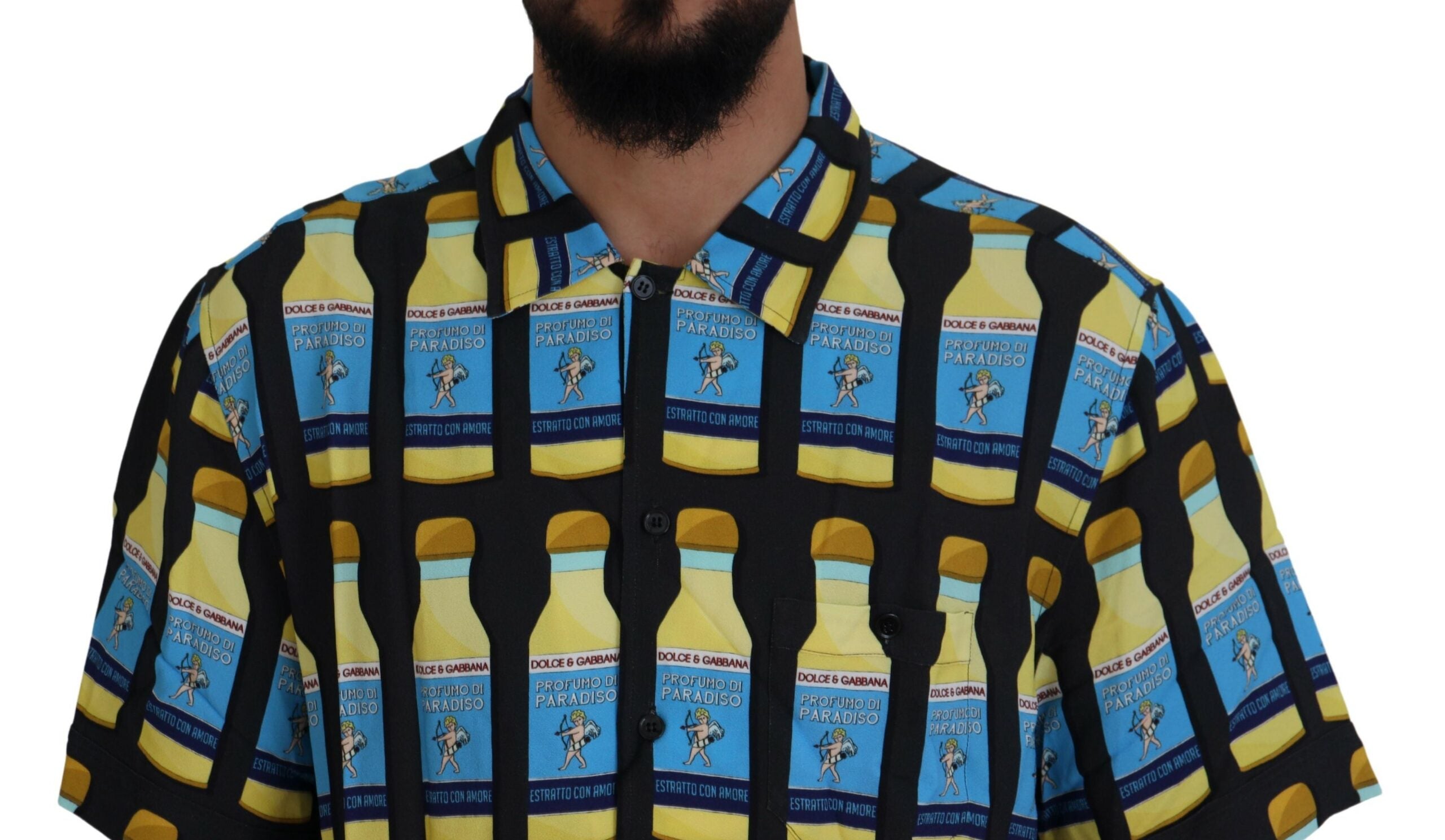 Multicolor printed viscose casual shirt by Dolce & Gabbana, featuring vibrant patterns and a relaxed fit.