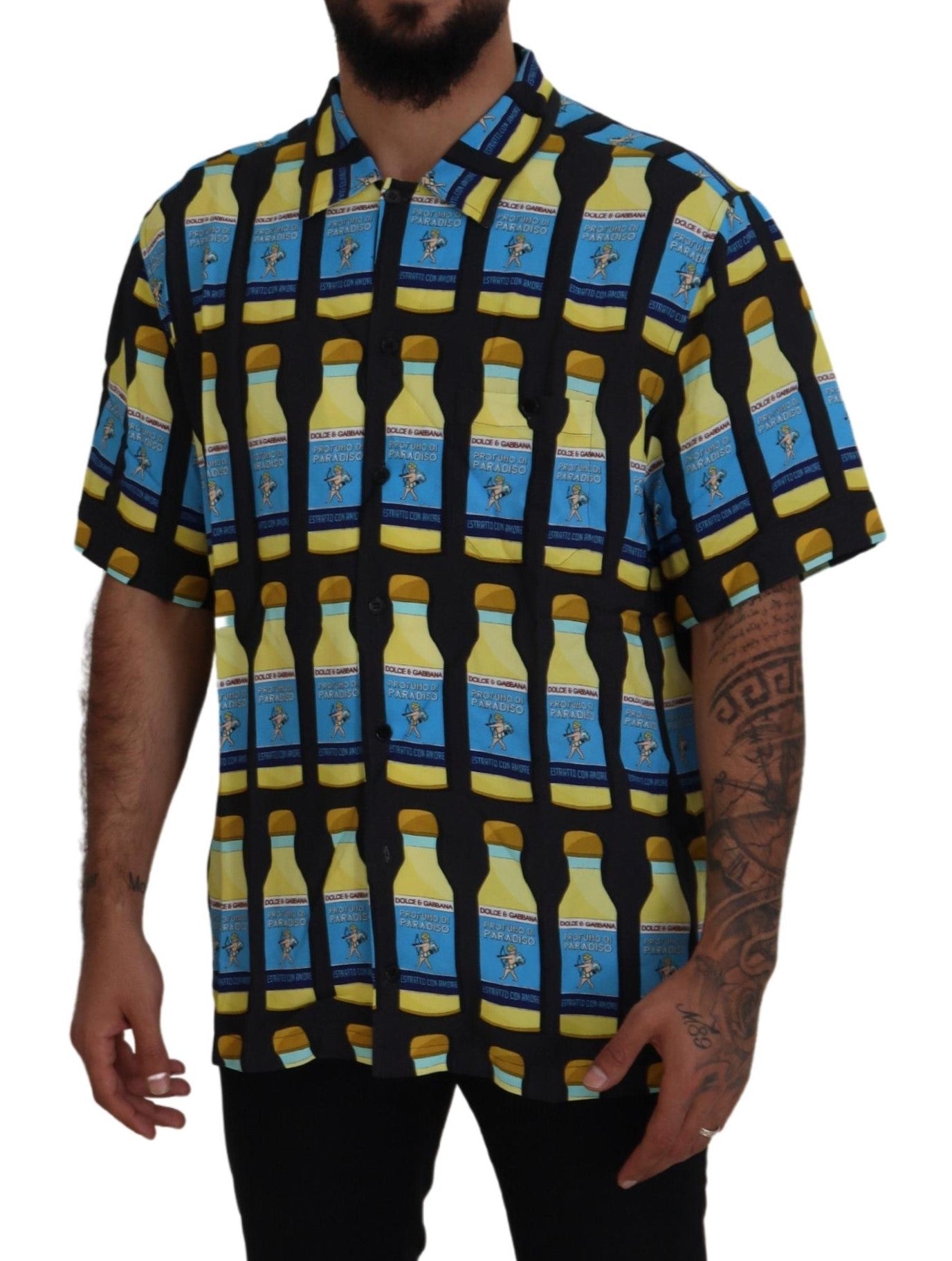 Multicolor printed viscose casual shirt by Dolce & Gabbana, featuring vibrant patterns and a relaxed fit.