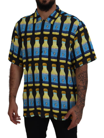 Multicolor printed viscose casual shirt by Dolce & Gabbana, featuring vibrant patterns and a relaxed fit.