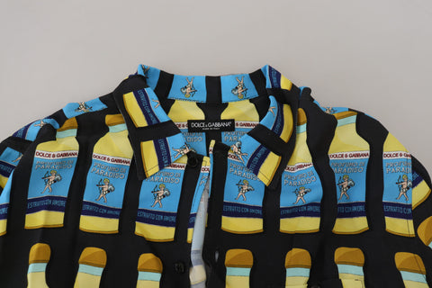 Multicolor printed viscose casual shirt by Dolce & Gabbana, featuring vibrant patterns and a relaxed fit.