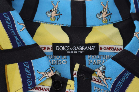 Multicolor printed viscose casual shirt by Dolce & Gabbana, featuring vibrant patterns and a relaxed fit.