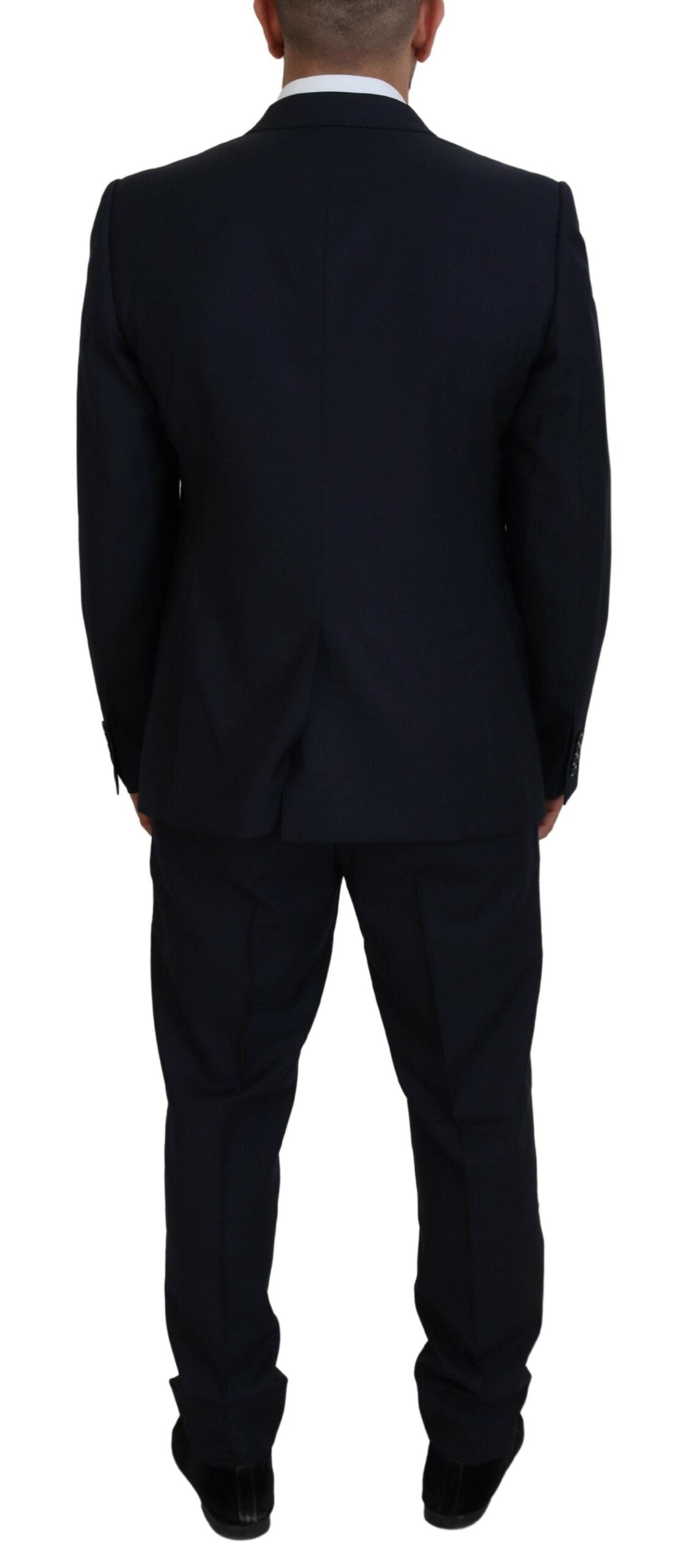 Blue Dolce & Gabbana single-breasted 2-piece Martini suit with tailored fit, featuring a classic lapel and stylish design.