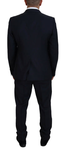 Blue Dolce & Gabbana single-breasted 2-piece Martini suit with tailored fit, featuring a classic lapel and stylish design.
