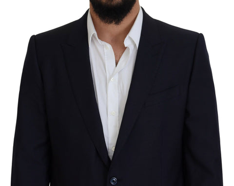 Blue Dolce & Gabbana single-breasted 2-piece Martini suit, tailored fit with notch lapels, ideal for formal or stylish occasions.
