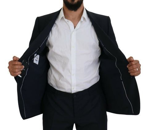 Blue single-breasted 2-piece Martini suit by Dolce & Gabbana, featuring tailored fit and classic lapel design.
