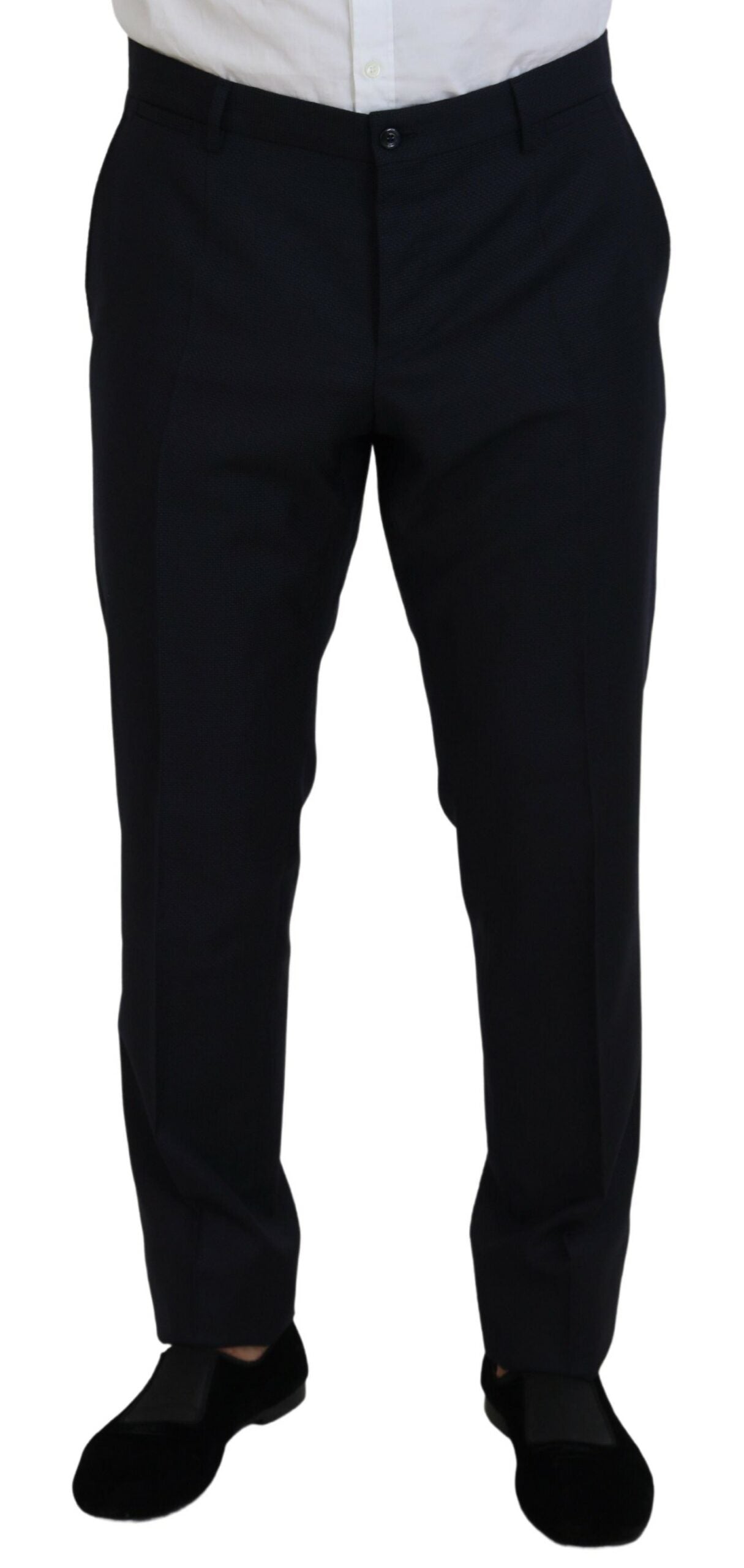 Blue Dolce & Gabbana single-breasted 2-piece Martini suit, featuring tailored fit and classic lapel design.