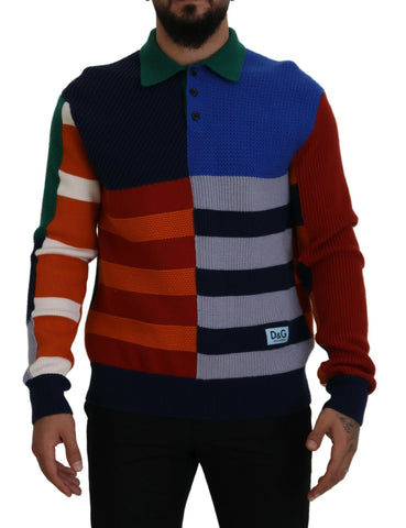 Multicolor striped wool pullover sweater by Dolce & Gabbana featuring vibrant horizontal stripes and a cozy fit.