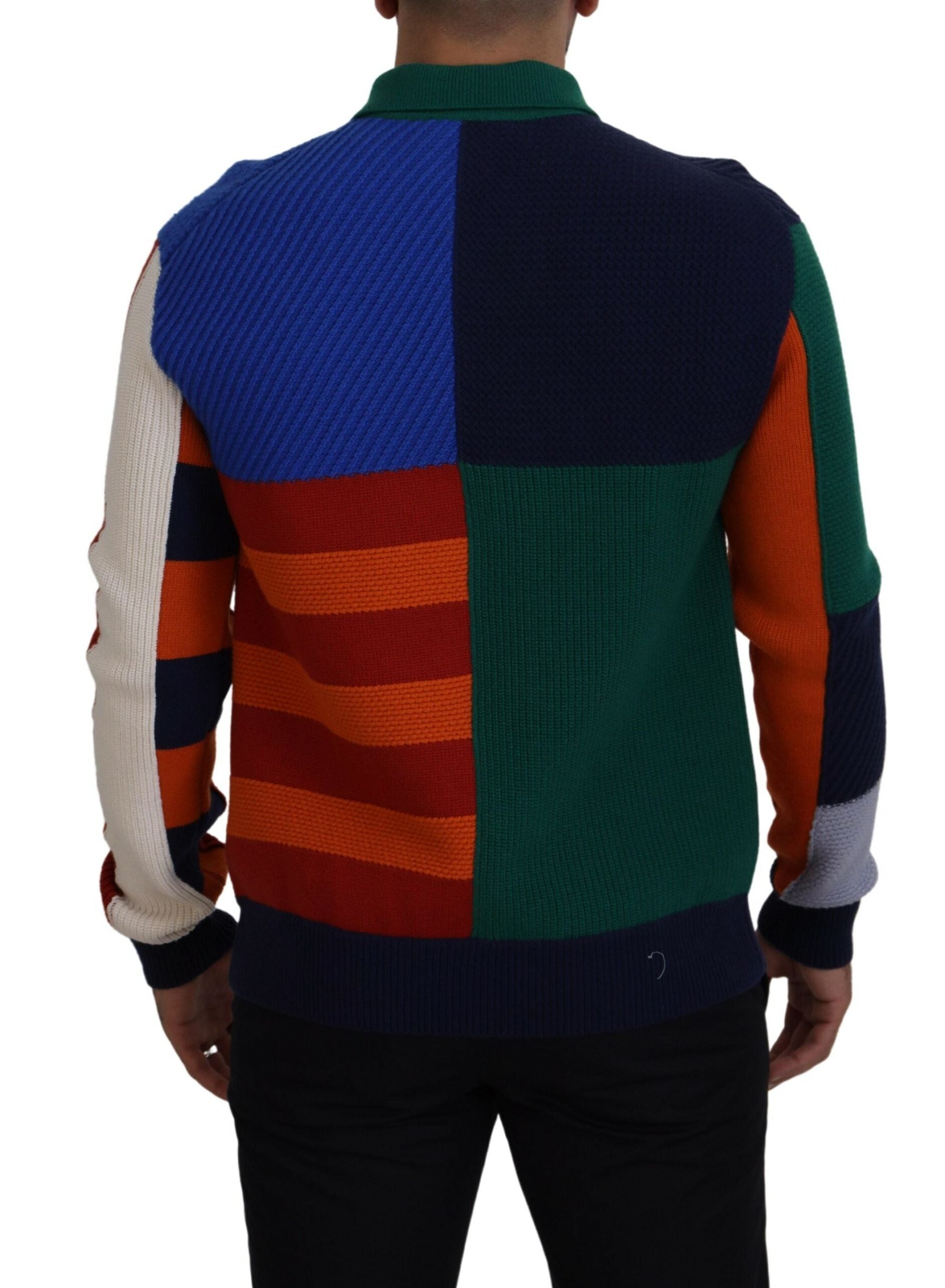 Multicolor striped wool pullover sweater by Dolce & Gabbana featuring vibrant horizontal stripes and a cozy fit.