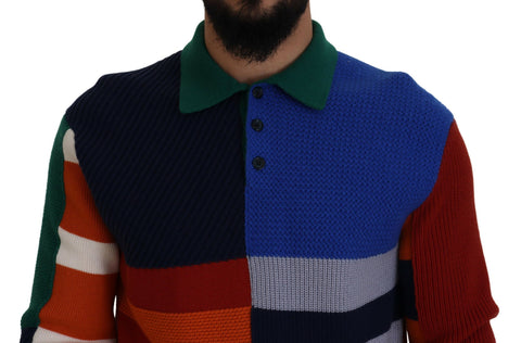 Multicolor striped wool pullover sweater by Dolce & Gabbana featuring vibrant horizontal stripes and a cozy fit.