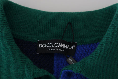 Multicolor striped wool pullover sweater by Dolce & Gabbana, featuring vibrant horizontal stripe patterns and a cozy fit.