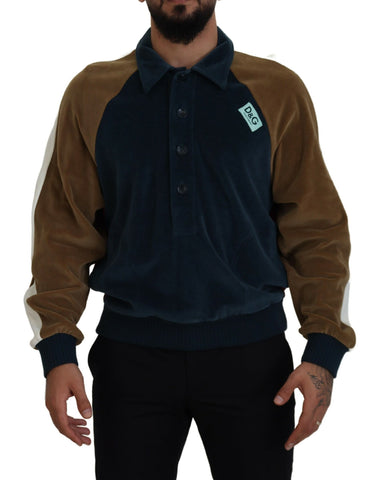 Multicolor cotton collared pullover sweater by Dolce & Gabbana with a vibrant striped design and classic collar detail.