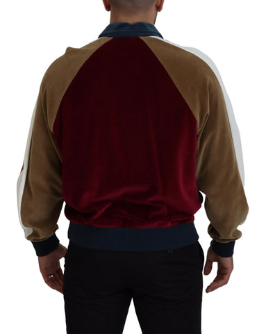 Multicolor cotton collared pullover sweater by Dolce & Gabbana featuring a vibrant, knitted design and buttoned collar.