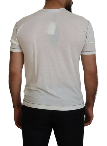 White printed short-sleeve men's T-shirt by Dolce & Gabbana with a bold graphic design on the front.