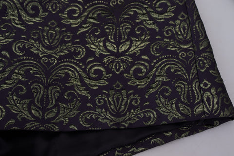 Dolce & Gabbana gold and purple baroque blazer jacket with ornate pattern and tailored fit.