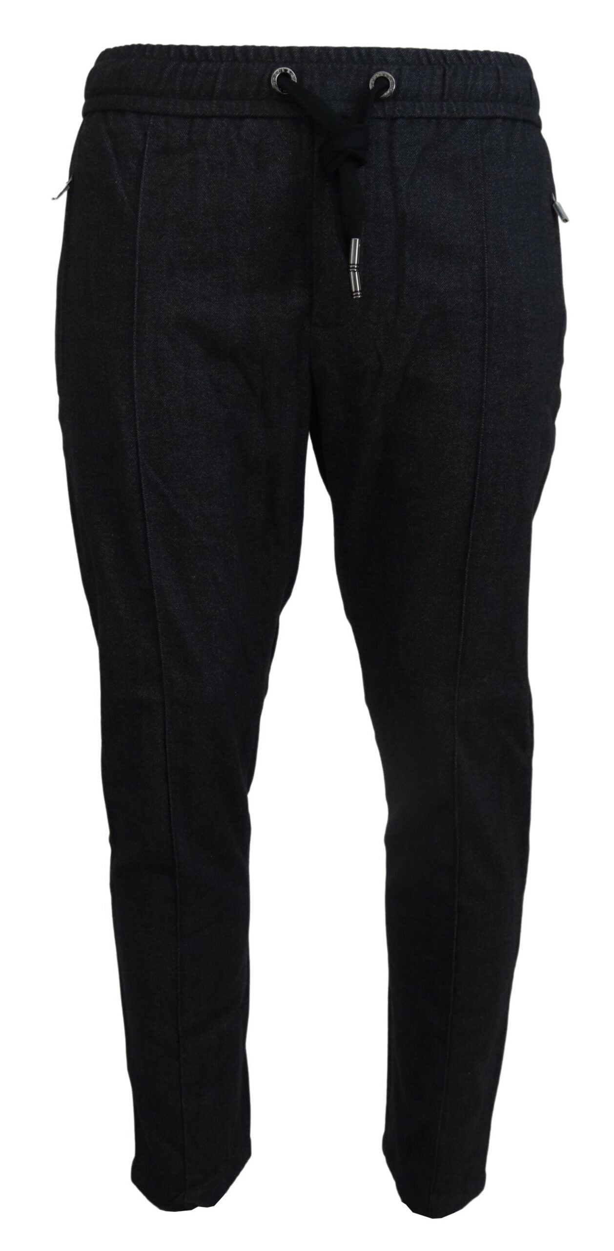 Gray tapered cotton pants by Dolce & Gabbana, showcasing a relaxed fit and smooth fabric texture.